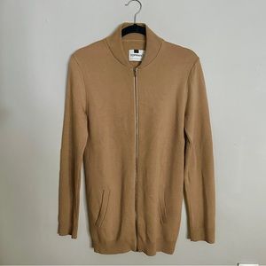 Topman Longline Zip Cardigan camel